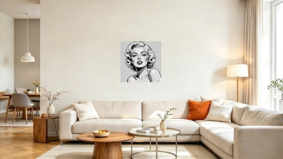 Ritratto Pop Art Marilyn Monroe - (60x60 Cm), Dipinti e disegni, Tela, Multicolore (foto 11 di 15)