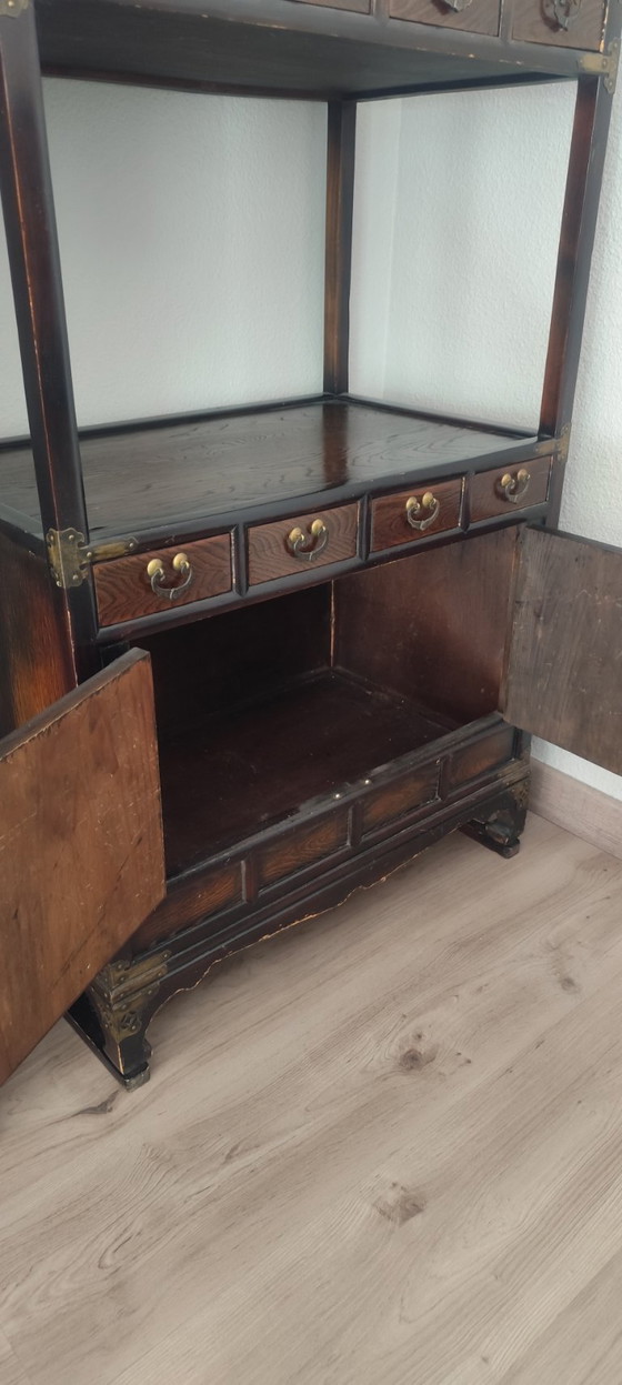Asian Style Side Table – Cabinets, Wood, Brass (photo 7 of 12)