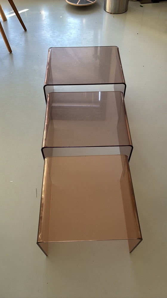 Image 1 of Vintage 70’er jaren mimiset (nesting tables), bijzettafels 