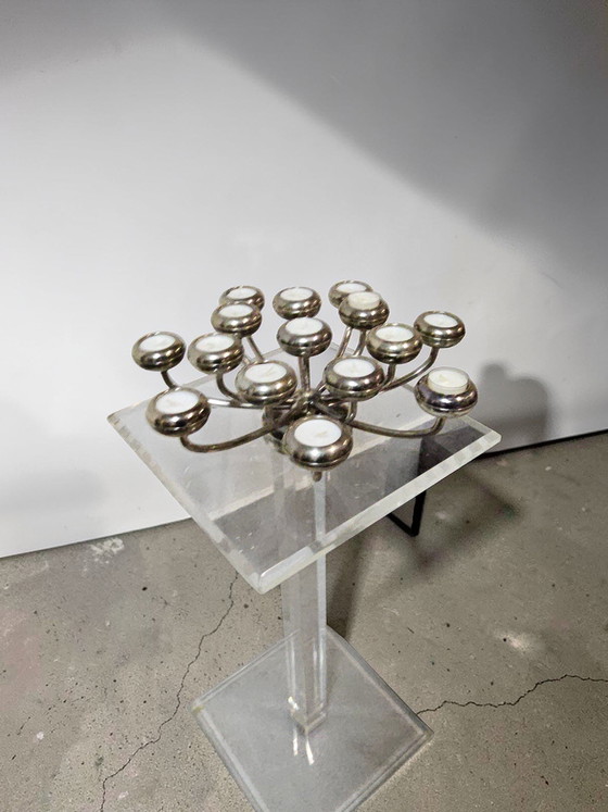 Image 1 of Bougeoir Dream Designer Fink, porte-bougie chauffe-plat SHORTLIGHT, 15 flammes, plaqué argent