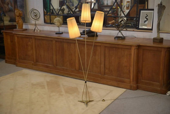 1960er Design dreiflammige Stehleuchte – Stehleuchten, Messing, Vintage (photo 2 of 10)