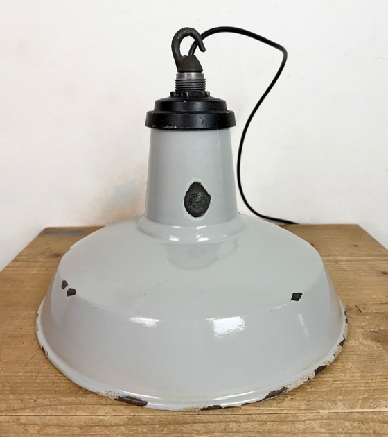 Image 1 of Suspension industrielle en émail gris, années 1960