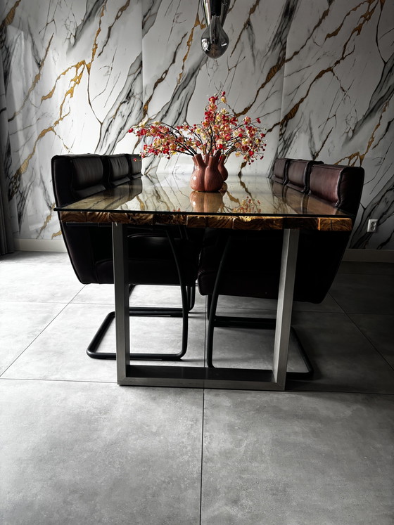 Teakhouten Eettafel Van Goossens – Glass, Metal (photo 3 of 6)