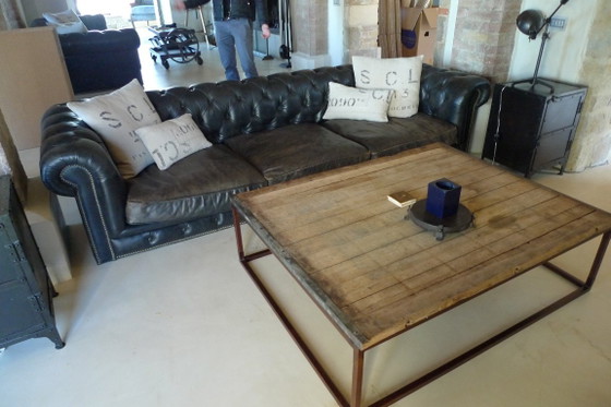 RH 118" Kensington Leather Sofa Black Leather, Restoration Hardware, 3-5 seaters, Textile, Modern (photo 15 of 21)