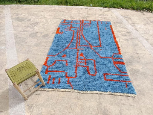 Alfombra azul y naranja de 2,4 x 1,6 m. – vloerkleden en tapijten, Wool (photo 2 of 6)