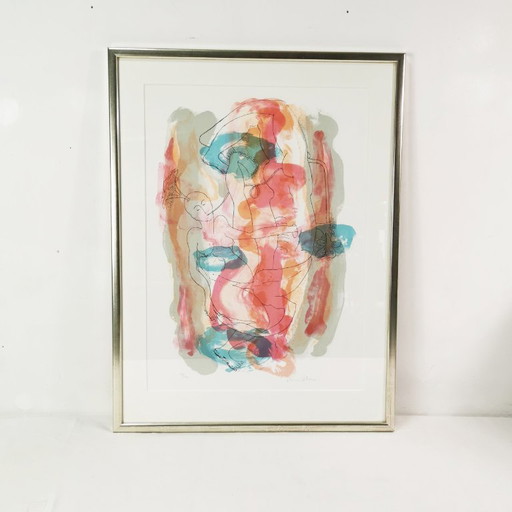 Kleurenlithografie, erotisch naakt, Doris Bloom, Denemarken, jaren 80.