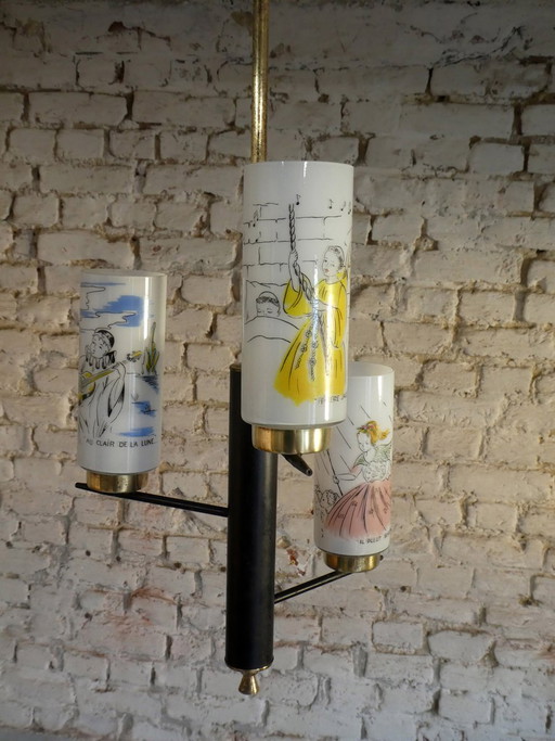 Lampadario con illustrazioni di filastrocche, 1950
