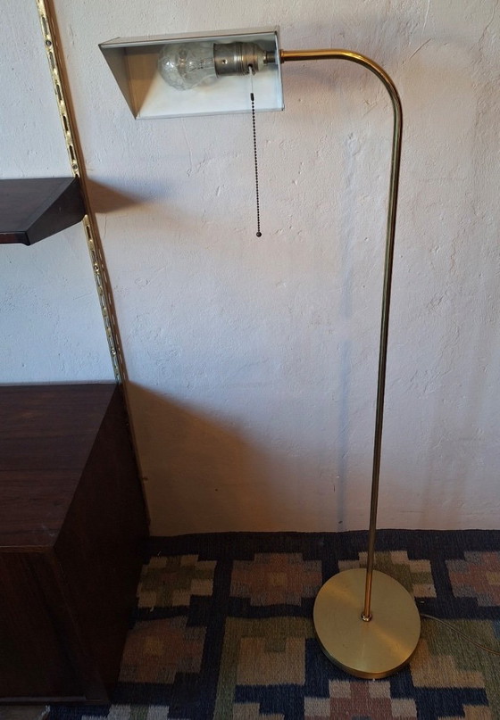 Image 1 of Mid-Century Modern Brass Banker's Adjustable Floor Lamp, 1970s