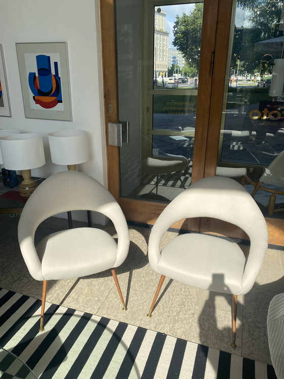 Image 1 of Pair of Rare Italian Mid-Century Lounge Chairs in the style of Model DU 55 P by Gastone Rinaldi