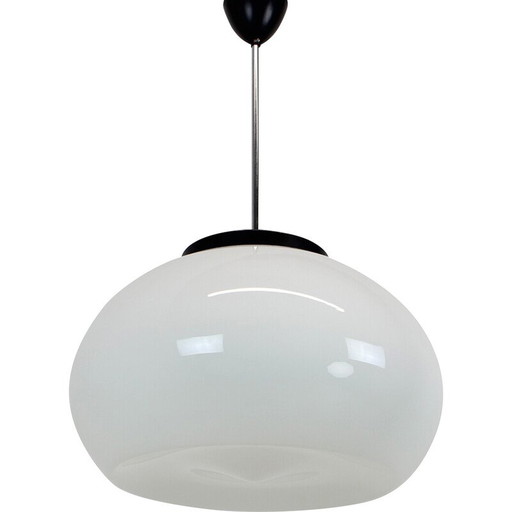 Lampe suspendue vintage en verre, chrome et métal, Tchécoslovaquie, années 1960