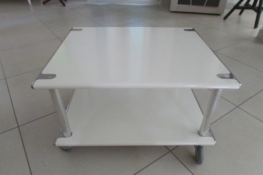 Space Age coffee table in white lacquered steel, 1970
