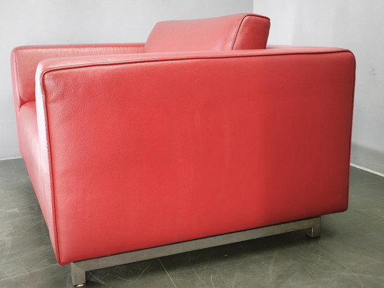 Fauteuils Lounge Oversize en Cuir Rouge et Ottoman Wittmann, Autriche (photo 13 of 20)
