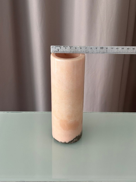 Vintage Pink Marble Cylinder Vase – Stone (photo 8 of 9)