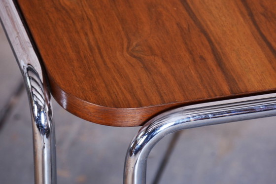 Restored Art Deco Dining Table, by M. Breuer for Thonet, Walnut, Germany, 1930s – Wood, Chrome (photo 7 of 7)