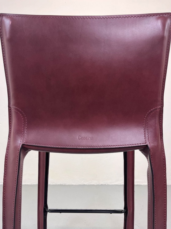 Image 1 of Set of 2 Cassina CAB 410 Stools Mario Bellini Leather Bar Stools Bordeaux Red