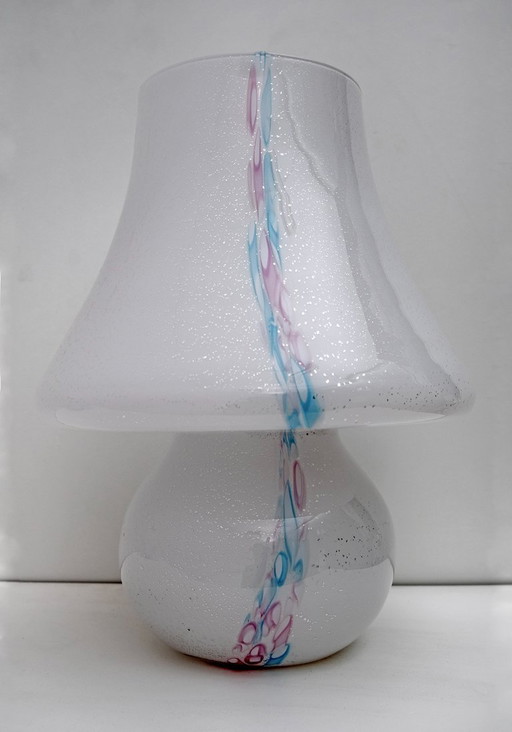 Venini Style Modern Italian Murano Glass Mushroom Table Lamp, 1980s