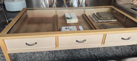 Designer Coffee Table in Walnut & Glass - 160 x 90 cm and 45 cm high – Metal (photo 5 of 6)