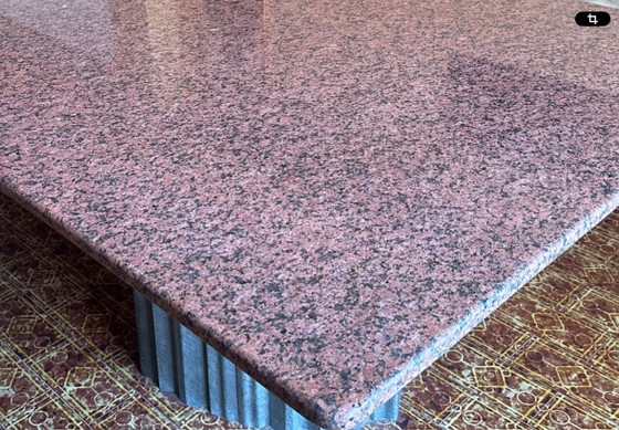 Monumental Brutalist Dining Table in Rosa Porrino Granite & Cast Aluminum by Max Papiri – Marble (photo 9 of 10)