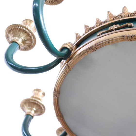 Lampadario in bronzo dorato e metallo laccato verde, 20 lampadine, Italia, inizio XX secolo. – Bronze (photo 15 of 18)