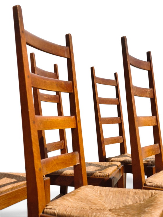 Ensemble de 8 chaises de salle à manger en chêne et jonc – Rattan, Wood (photo 2 of 7)