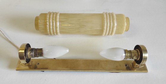 Applique da parete Art Déco in ottone dorato e vetro Clichy - anni '30/'40 – Brass (photo 7 of 8)
