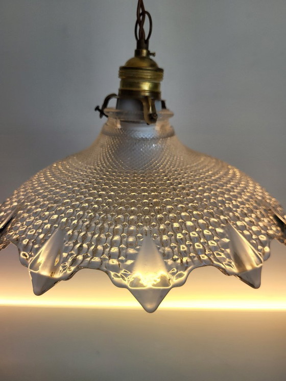 Image 1 of Lampada olofana, Art déco, anni '30, struttura in vetro rigato, vetro stampato