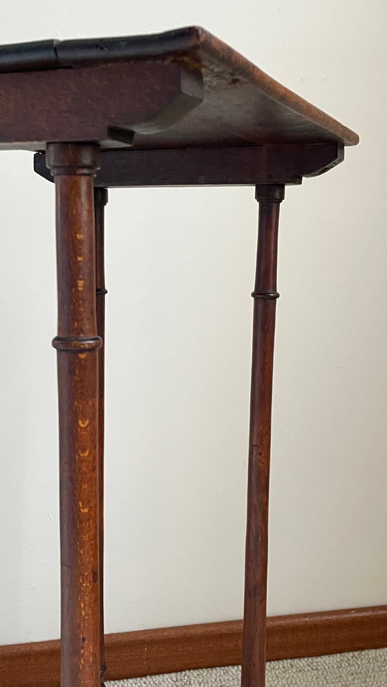 Image 1 of Antique Turned Wood Bedside Table