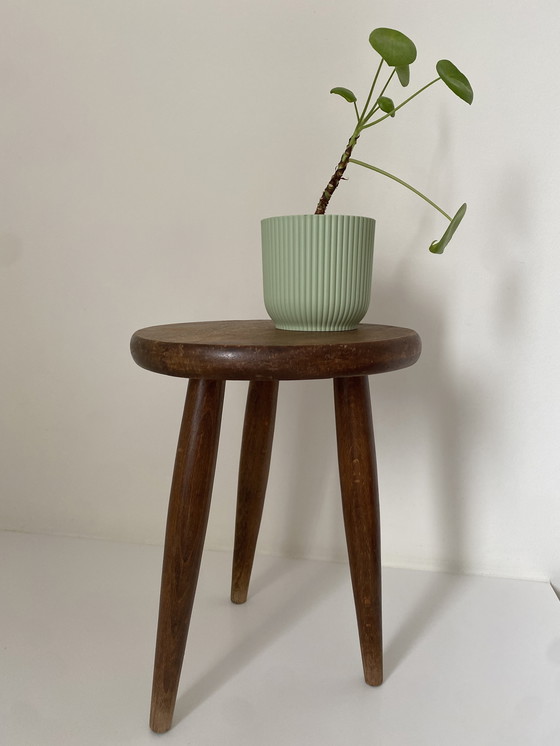 Image 1 of Vintage French milk stool - plant table - stool - Berger Charlotte Perriand style.