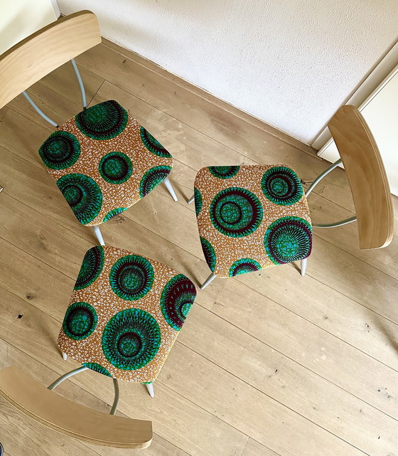 Image 1 of 3x stoelen vintage reconditionné wax africain