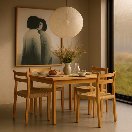 4 chaises de salle à manger Jl Moller en corde de papier