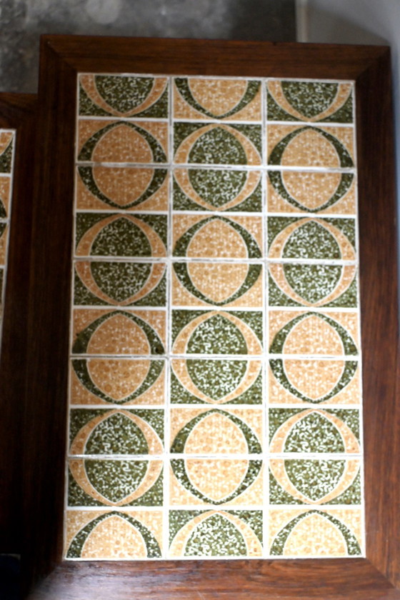Image 1 of Set van 2 Deens Design Nesttafels Mimiset met Tegeltableau ingelegd