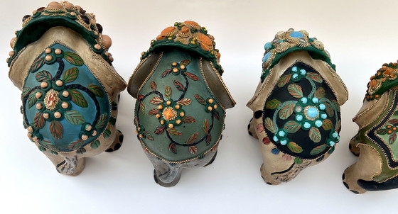 Image 1 of Four handmade elephant figurines – Brazil – folk art – 20th century