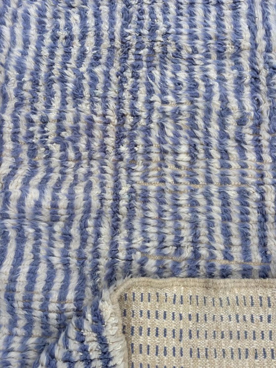Image 1 of Moroccan Beni Ouarain Rug 200x310 cm Handmade Wool Rug Large Blue White Berber Carpet Free Shipping Hand Knotted Atlas Mountains