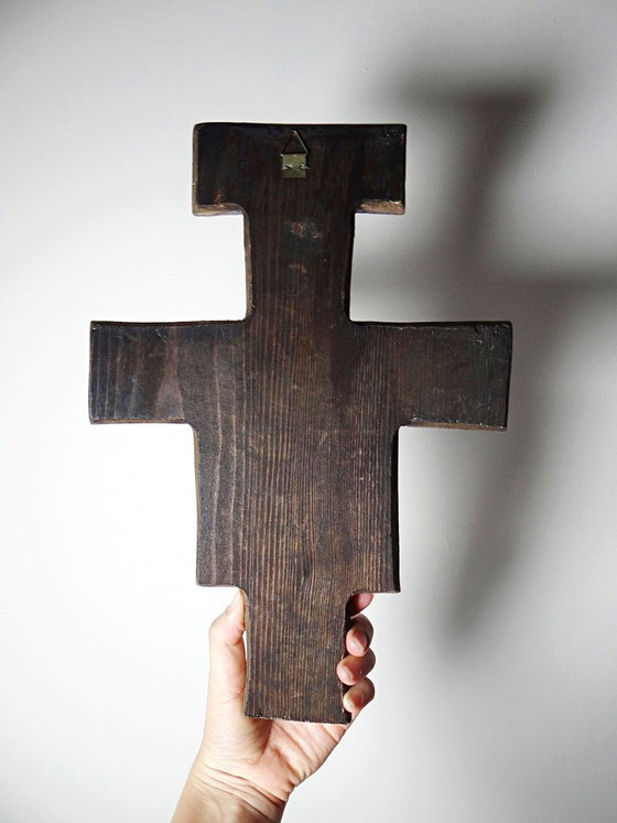 Croix de San Damiano vintage en bois sculpté, art religieux franciscain – Décorations murales, Wood (photo 11 of 12)