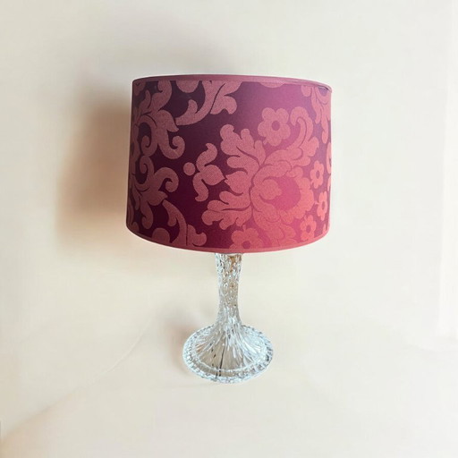 Lampe de table en cristal vintage Peill & Putzler, fabriquée en Allemagne avec un abat-jour moderne.