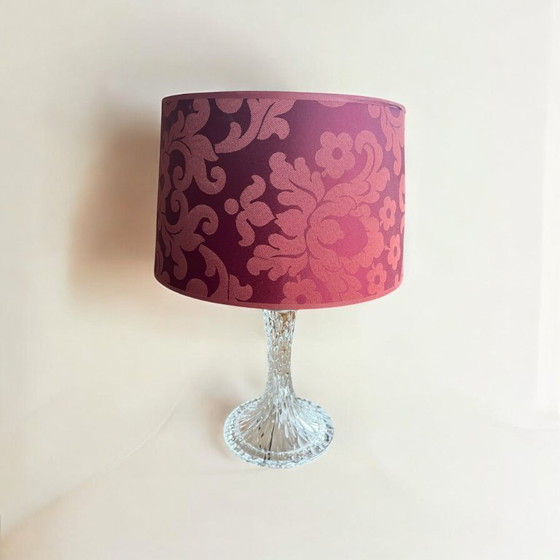 Image 1 of Peill & Putzler vintage crystal glass table lamp, made in Germany with modern lampshade.