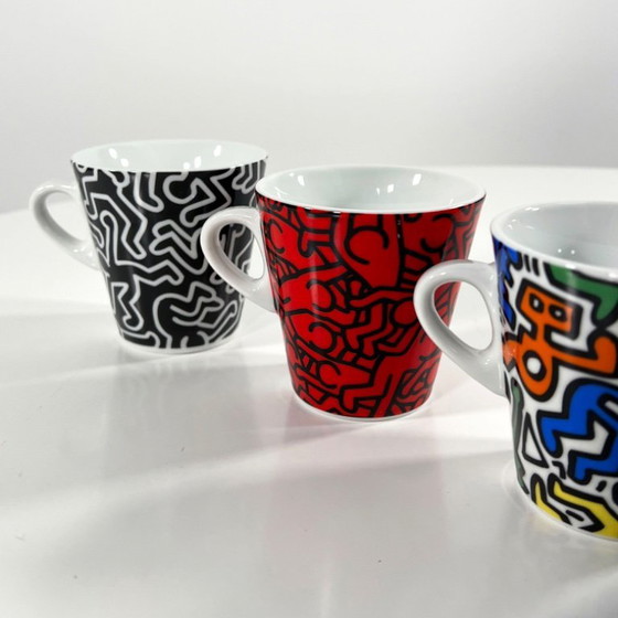 Image 1 of Set van 6 Keith Haring koffiekopjes van Tognana, jaren 90.