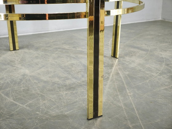 Image 1 of Italian Brass and Glass Round Coffee Table, 1970s
