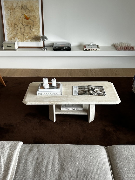 Vintage Travertine Coffee Table, Italy 1980s (photo 5 of 7)