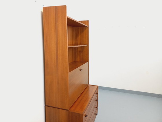 Image 1 of Meuble Bibliothèque Secrétaire de Rangement avec Commode Vintage en Teck des Années 60 70