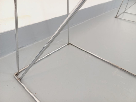 Image 1 of Vintage bureau uit de jaren 70 van gerookt glas en verchroomd metaal.