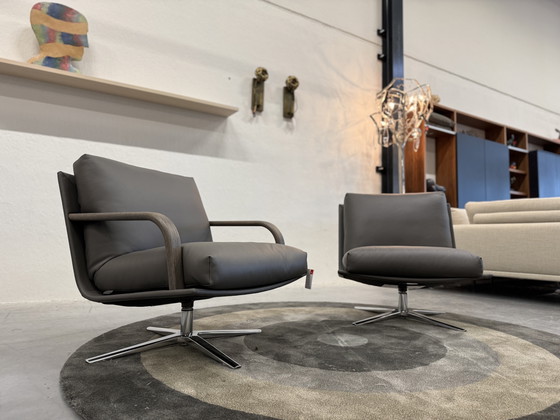 Image 1 of 2 fauteuils pivotants Leolux Kudo cuir Ceras Flint