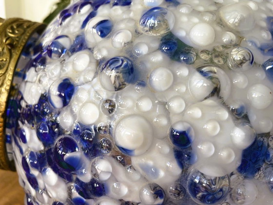 Image 1 of Lampada a sospensione gigante in vetro di Murano blu