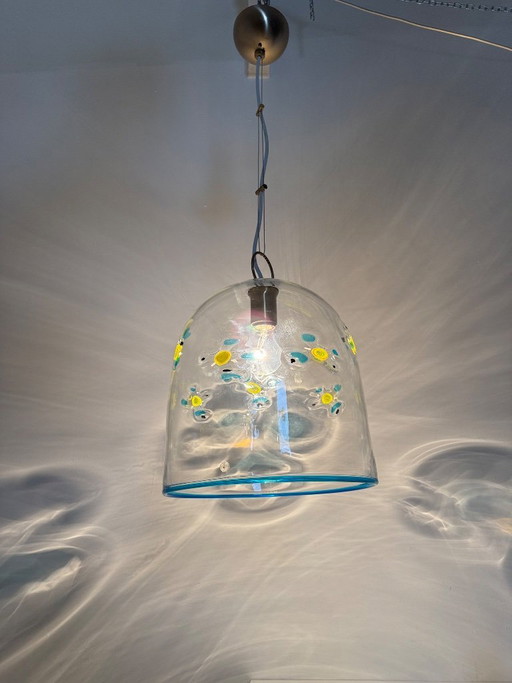 Mid-century design La Murrina glass hanging lamp flowers , 1970s , Italy