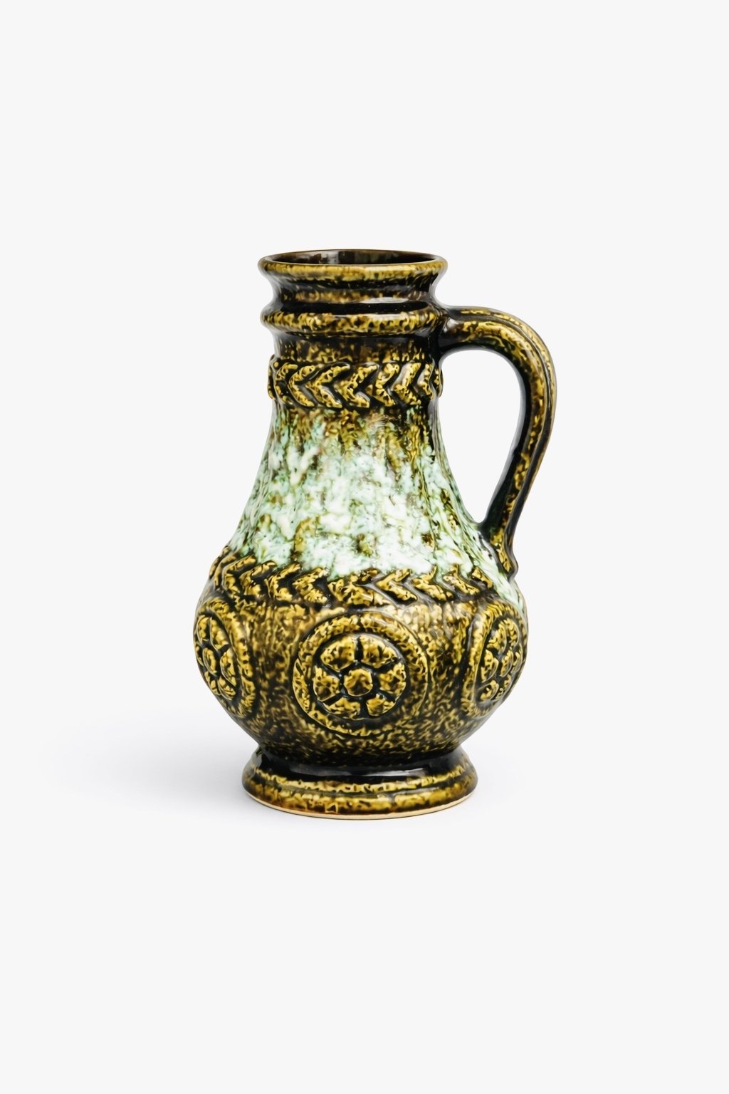 工芸品 Vintage Bay Keramik West German Vase Vintage BAY KERAMIK Matte Blue Vase 86 20 With Floral Decor by