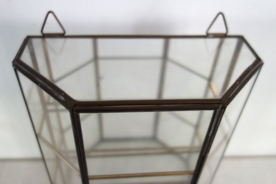 Vintage Wall Display Cabinet Glass, Brass and Mirror (photo 9 of 11)