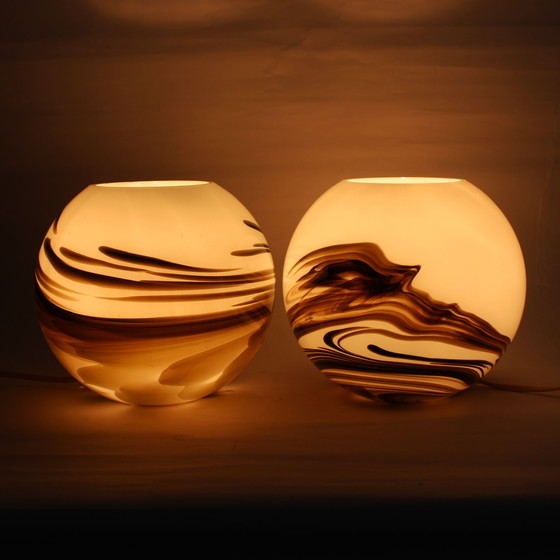 Image 1 of 2 lampes de table vintage en verre soufflé à la bouche par Brilliant