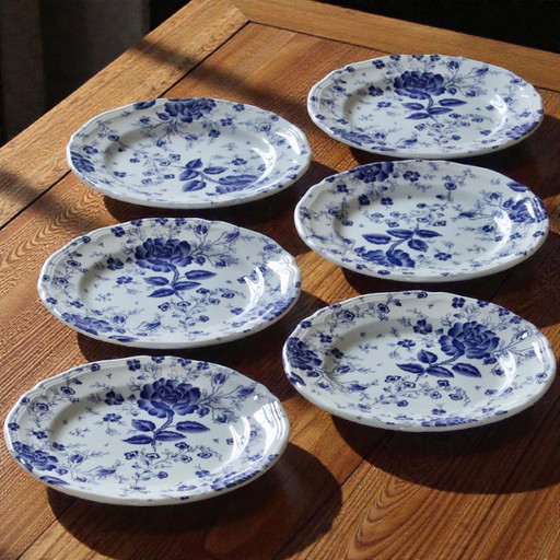 Vintage Italiaanse borden gesigneerd Quadrifoglio met Toile de Jouy-decoratie