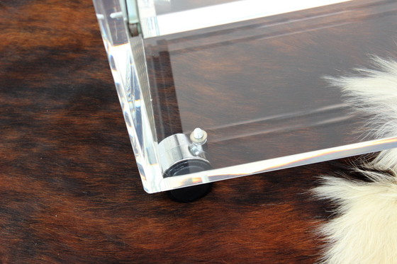 Image 1 of As New, Very High Quality Mid - Century Acrylic Glass Trolley / Coffee Table with Pull-Out Tray, Completely Restored