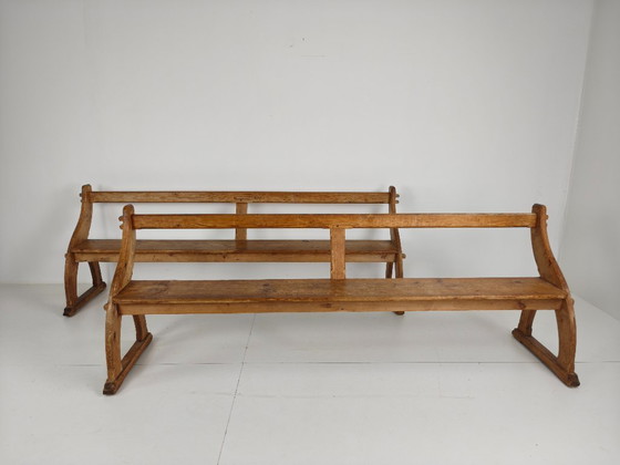 Bancs d'école victoriens en pin pitchpin – Vers 1900, Angleterre – Wood (photo 12 of 12)